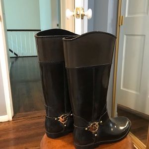 Michael Kors tall rainboots two tone.  Brown/black